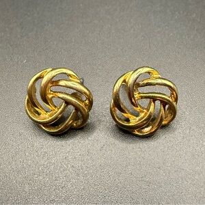 Gold Tone Knot Stud Earrings Classic Simple